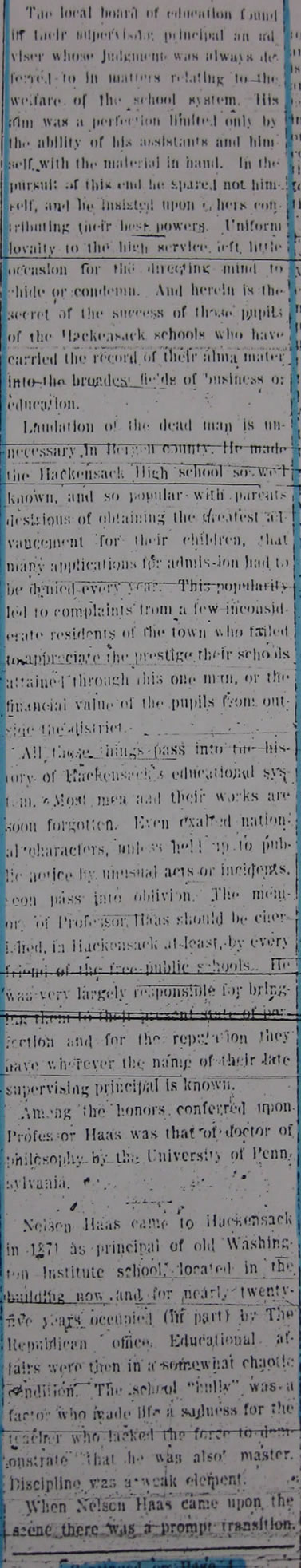 2 Bergen County Record January 6, 1906 Tribute 1 Continued 2